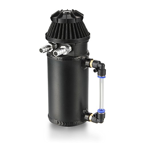 Dromedary Black Aluminum Oil Reservoir Catch Can Tank Kit Breather Filter Baffled