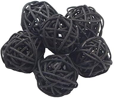 Natural Crafts 12pcs/lot 3cm Rattan Wicker Cane Balls Sepak Takraw Patio Garden Decoration (Black)