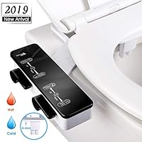 amzdeal Bidet, Hot and Cold Water Bidet Attachment with Dual Self-Cleaning Nozzle(Frontal & Rear/Feminine Wash), Fresh Water Spray Bidet for Toilet, Ultra Thin, Non-Electric, Water Pressure Control