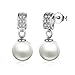 VANKER Women 925 Sterling Silver Round Stud White Shell Pearl Earrings