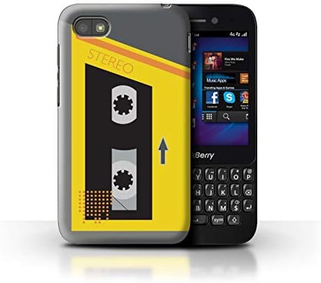 STUFF4 Phone Case/Cover for BlackBerry Q5 / Yellow/Grey Design/Retro Cassette Player Collection