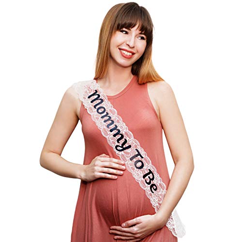 Mommy To Be Baby Shower White Lace Sash - Baby Shower Decorations, Welcome Baby, Baby Sprinkle
