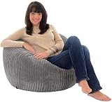 Gilda Giant Classic Grey Corduroy Beanbag Arrives Pre-Filled UK Designed view 3