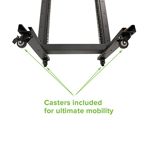 NavePoint 4ft Open Frame 19" 22U 2-Post Network Server Relay Rack Rolling with Casters