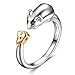 Godyce Rat Ring Sterling Silver Gifts for Women Gold Zircon Cuff Adjustable Chinese Zodiac Jewelry