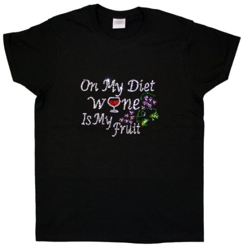 A+ IMAGES, INC. ON MY DIET WINE IS MY FRUIT RHINESTONE T-SHIRT