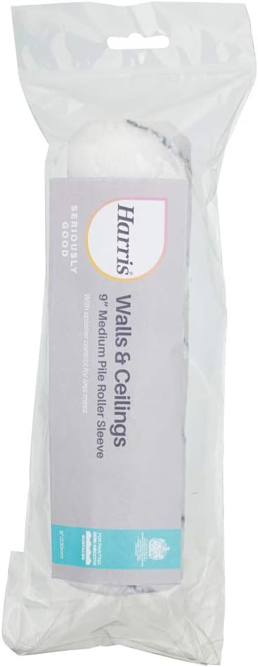 Harris Seriously Good Medium Pile Walls and Ceilings Replacement Roller Sleeve 9in, Grey, White