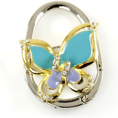 Stylish Foldable Handbag Holder Blue "Pointy Petals Tow Tone Butterfly" Purse Hook