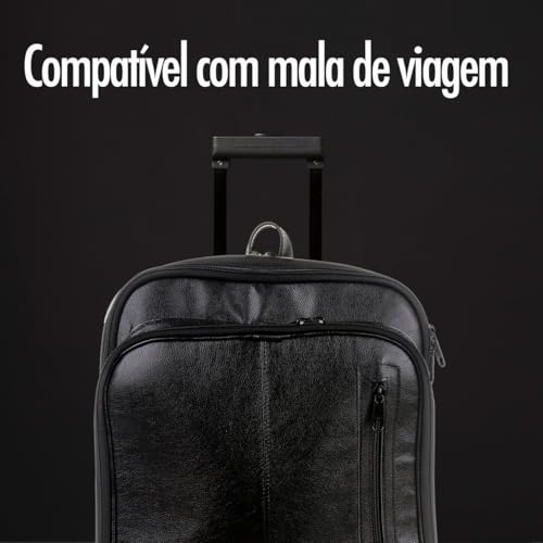 Mochila Couro Legítimo Natural Notebook Executiva Preto Masculina Premium Bisbel 44x33x18cm