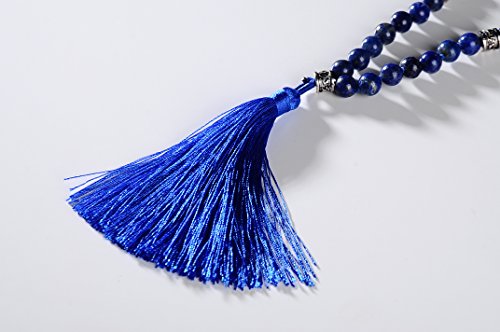 Mala Beads Necklace, Mala Bracelet, Buddhist Prayer Beads Necklace, Tassel Necklace (Lapis Lazuli)