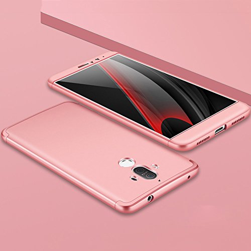 Mate 9 Phone Case, 360 Degree Full Cover Removable Hard PC Frame 3 in 1 Shockproof Hybird Slim Tough Armor Phone Case for Huawei Honor 8 Pro/V9/6X/GR5 2017/Mate 9 (Mate 9, Rose Gold)