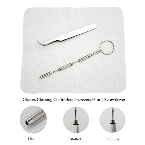 Aluan Eyeglass Repair Kit Sunglasses Repair Kit with Nose Pads 13 Sizes Screws 6 Pcs Screwdriver Tweezers for Watch Clock Spectacle Repair - Thumbnail 3