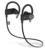 Miger Wireless Headphones Bluetooth Earbuds,IPX7 Waterproof ,SweatProof, Secure Fit ,Noise Cancelling Earphone with Microphone for Gym, Sports and Running (Black)