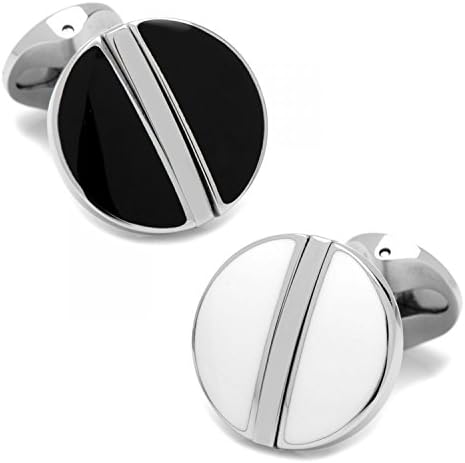 Stainless Steel Reversible Black and White Cufflinks