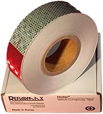 Reflomax Glodian - DOT-C2 Tape (Metallic) - Vehicle Micro-Prism Reflective Tape - Pattern is 7" in WHITE / 11" in RED - 1 roll of 2" in x 150' feet