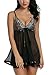 Avidlove Women Lingerie Floral Babydoll Sexy Teddy Lace Chemises with Satin Trim Black XL