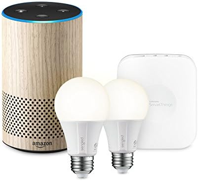 Echo (2nd Generation) - Oak Finish + SmartThings Hub + 2 Element Smart Bulbs