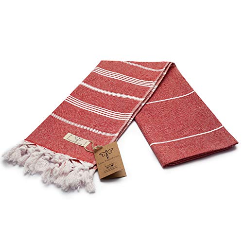 Smyrna Classical Series Original Turkish Beach Towel | 100% Cotton, Prewashed, 37 x 71 Inches | Peshtemal and Turkish Bath Towel for SPA, Beach, Pool, Gym and Bathroom (Coral) - Thumbnail 4