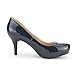 DREAM PAIRS Tiffany Women's New Classic Elegant Versatile Low Stiletto Heel Dress Platform Pumps Shoes Navy-Patent Size 8