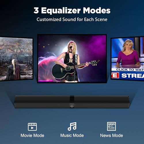 GarageRock Sound Bar for TV, Soundbar 2-in-1 Detachable Sound Bars with Auto Volume Boost for Clear Sound, TV Speakers with 3 EQ Modes, Bluetooth 5.3/ARC/Opt/AUX Connection for PC/Gaming/Projectors