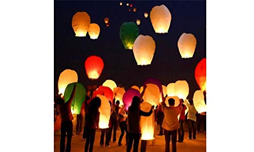 Sky Lanterns 40-Pack 100% Biodegradable and Environmentally Friendly Paper Lanterns Multi-Color Assortment for Events, Birthdays, Weddings, Parties, New Years, Memorial Ceremonies and More (40 Pack)