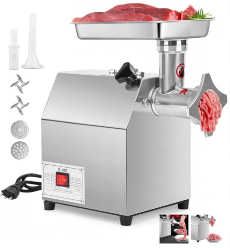 Moedor de Carne Elétrico 110V 500W Aço Inoxidável - Moer Carne, Vegetais e Fazer Linguiças
