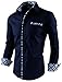 TAM WARE Mens Premium Casual Inner Contrast Dress Shirt TWNMS310S-1-NAVY-2XL