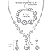 FUNRUN JEWELRY Wedding Bridal Crystal Jewelry Set for Women Teardrop Statement Necklace Bracelets Earrings Set