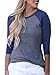 Gemijack Womens Tops Casual Raglan Shirt 3/4 Sleeve Crew Neck Loose Baseball Tee Blouse