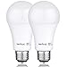 JEWUNO AmeriLuck 3-Way LED Light Bulb A19, Multi Wattage 50-75-100W Equivalent, Low-Medium-High Setting, Omni-Directional, 2 Pack, Warm White 3000K