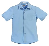 Gioberti Boy's Short Sleeve Solid Dress Shirt, Sky Blue, Size 4