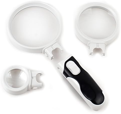 Light Weight Magnifying Glass Set for close work, Sewing, Arts &amp; Crafts, Hobbies, Intricate design, Maps, senior reading and Small-print Reading with Two LED lights