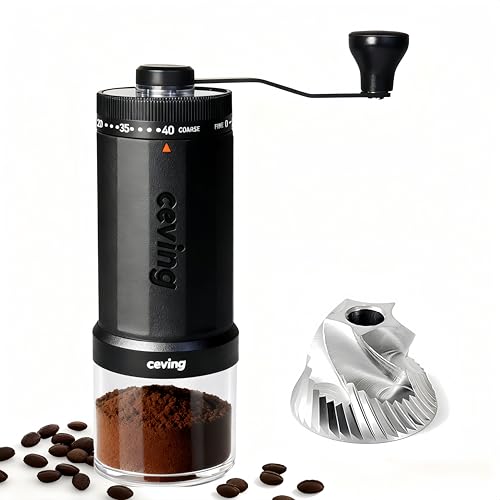 World's First 60g Large Capacity Manual Coffee Grinder, Portable Mill with 40 Settings, Stainless Steel Grinders for Espresso, Pour Over, Camping, Travel, Gift, etc.