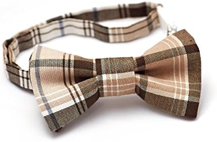 Brown Bowtie Boys - Brown Bow Tie for Kids - Boys Bow Tie Brown Plaid - Brown/Tan Plaid - Sizing up to 9 years old