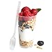 Ilyapa 3oz Plastic Dessert Cups - 50 Pack Mini Dessert Cups with Spoons - Clear Reusable Small Appetizer Cup for Cheesecake Shooters, Chocolate Mousse, Parfait - Party and Catering Supplies - Round
