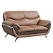 Global Furniture Leather Matching Loveseat, Tan/Brown/Chrome Legs