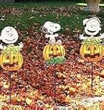 Peanuts Snoopy Linus and Charlie Brown Pumpkin Lighted Pathway Markers