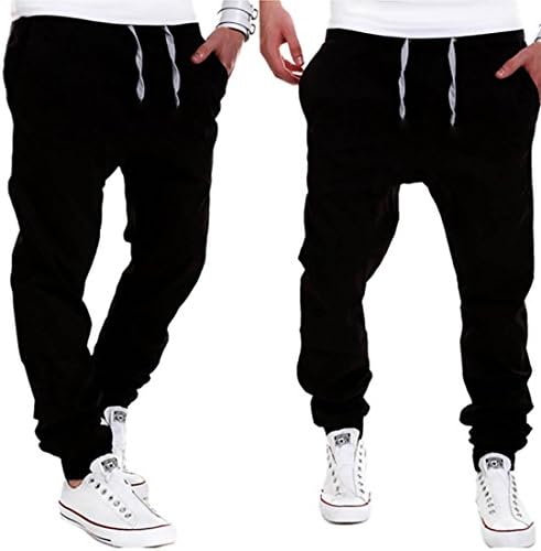 BINGKA Mens Jogger Pants Harem Running Joggers Bottom Pants, Grey, Medium