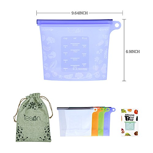 Silicone Food Bag Reusable Storage Preservation Bags Versatile Cooking Bag for Refrigerator Freeze Steamer Microwave Storing Fruits Vegetables Meat Milk (4 Packs) - Thumbnail 6