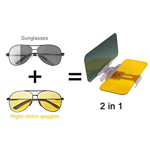 Car Sun Visor, Extender Sun Blocker, Anti Glare Sunshade and Oncoming Windshield, HD 2 in 1 Day and Night Vision, Anti-Glare Driving, Anti-Dazzle Car Visor, Universal Size Fits Car Truck SUV (Medium)
