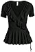 Womens Deep V Neck Short Sleeve Wrap Tie Top Peplum Ruffle Shirt - USA