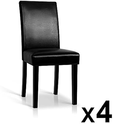 4x Dani Dining Chair Pu Leather Padded High Back Wood