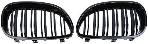 Honhill Front Grille Glossy Black Dual Line Kidney Grill for 5er E60 E61 2003-2010