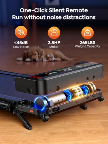 HOMETRO Foldable Treadmill Walking Pad 9% Incline, 2.5HP Compact Treadmill for Home & Apartment, Portable Folding Treadmill with Handle, App Remote Control LED Display