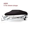 CoCo-Heavy-Duty-600D-Polyester-Oxford-Canvas-Fabric-Trailerable-Boat-Cover-with-Nylon-Rope-Fits-V-HullTri-HullRunaboutFishing-Boat-Full-Size-Boat-Cover-Waterproof-Black