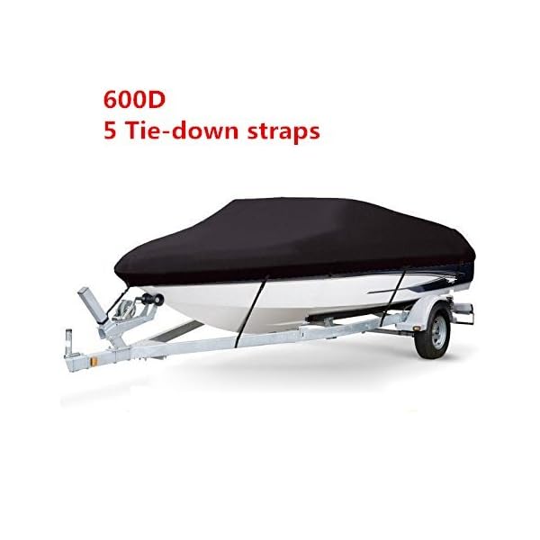 CoCo-Heavy-Duty-600D-Polyester-Oxford-Canvas-Fabric-Trailerable-Boat-Cover-with-Nylon-Rope-Fits-V-HullTri-HullRunaboutFishing-Boat-Full-Size-Boat-Cover-Waterproof-Black