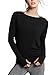 Ssyiz Women's Long Sleeve Stretchy Top Solid Color Fashion T Shirt,Black,X-Large