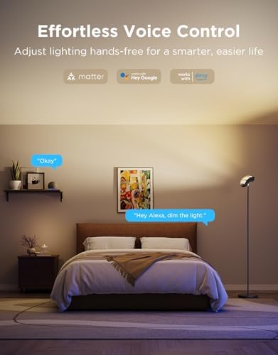 Candeeiro de pé LED Torchiere, candeeiro RGBWWIC com controlo de 3 zonas, compatível com Matter Alexa, 77 cenas e sincronização musical, candeeiro preto de 170 cm para sala, quarto e teto