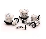 Single Flare Howlite Stone Plugs - 2g - 6mm - Sold As a Pair