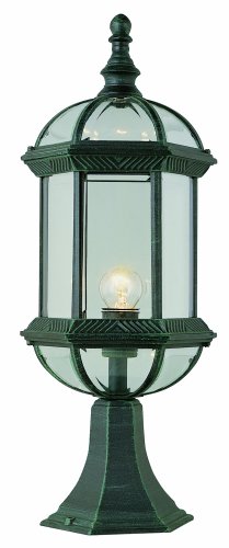 Trans Globe Lighting Trans Globe Imports 4182 BK Transitional One Light Postmount Lantern from Wentworth Collection in Black Finish, 7.50 inches, 21-Inch